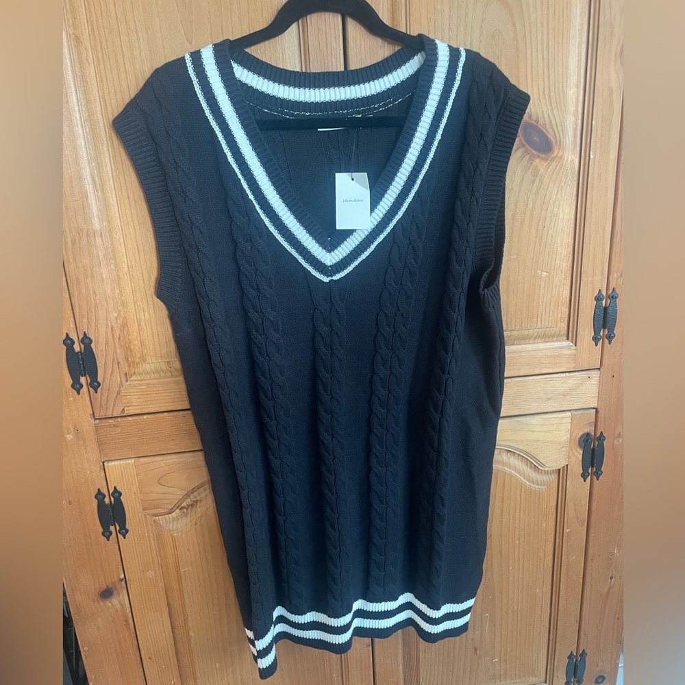 Black Cable Knit Sweater Dress